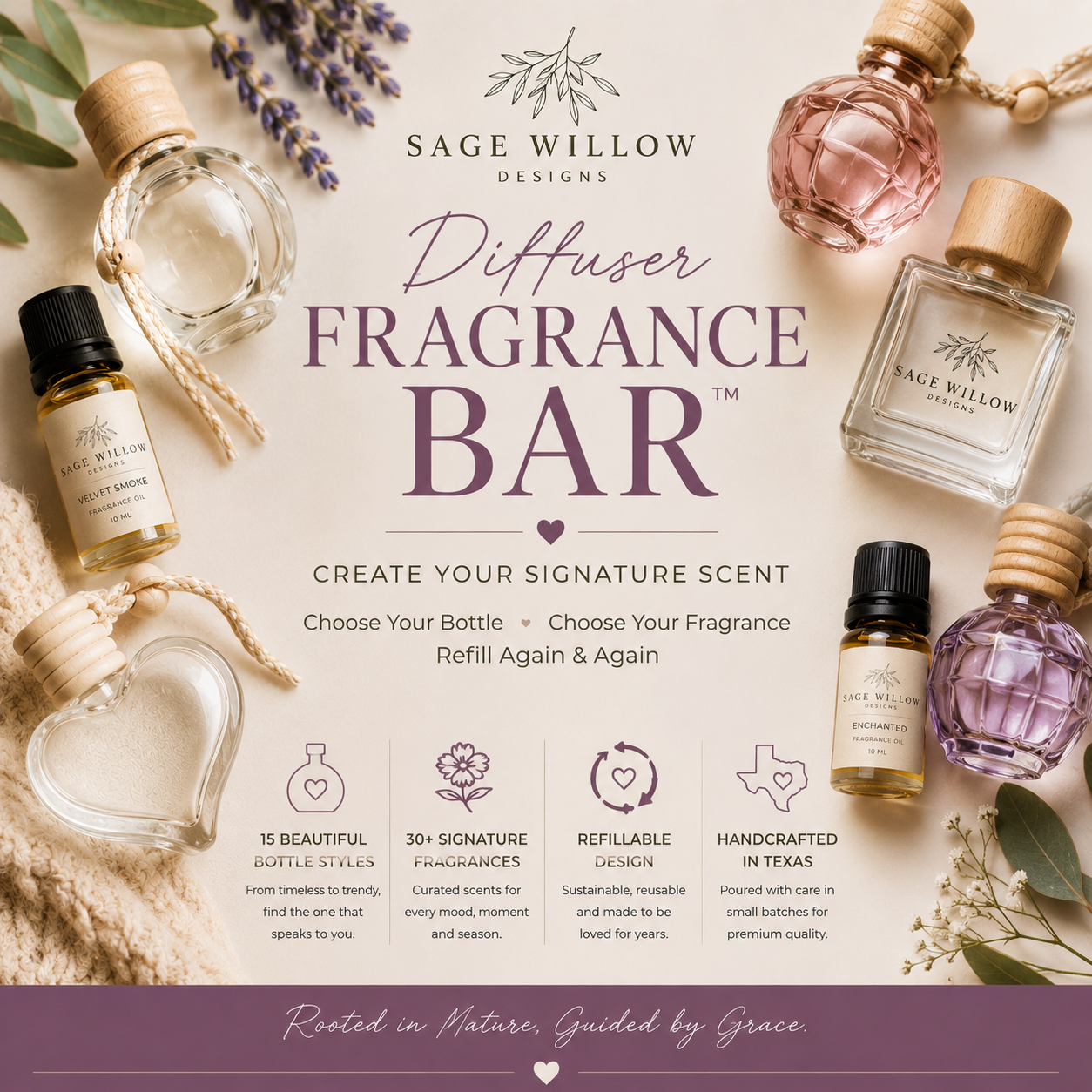 Sage Willow Car Diffuser Bar™ | Choose Your Bottle • Choose Your Fragrance • Make It Yours